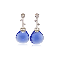 Orecchini pendenti da donna in oro bianco 18 kt con zaffiri blu e zirconi – 9.13 g – Idee Preziose dal 1987 - IP.OK18B/12